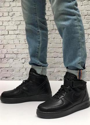 Мужские кроссовки nike air force high winter black зима / smb