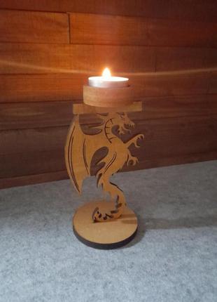 Підсвічник дерев'яний на підставці "дракон", венге4 фото