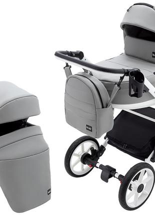 Коляска 2 в 1 bair kiwi white eco bkw-15 серый