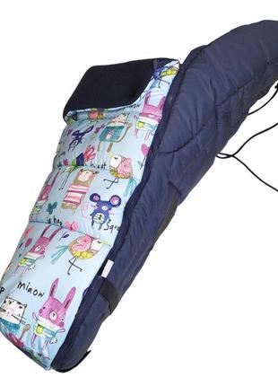 Футмуф от mamalook до 3 лет. зимний чехол на ножки. зимний конверт в коляску, голубой,...