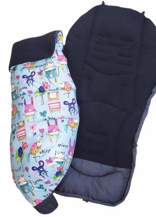 Футмуф от mamalook до 3 лет. зимний чехол на ножки. зимний конверт в коляску, голубой,...