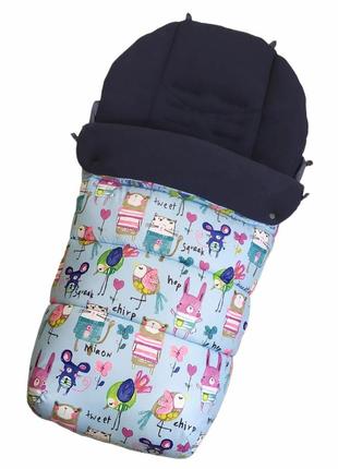 Футмуф от mamalook до 3 лет. зимний чехол на ножки. зимний конверт в коляску, голубой,...