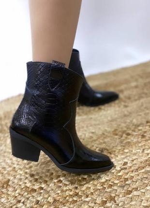 Кожаные черные ботинки козаки,осень-зима,36-411 фото