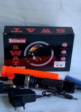 Ліхтарик тактичний ручний bailong 8626 / ліхтарик bl / кишеньковий ліхтар з hd-286 usb зарядкою8 фото