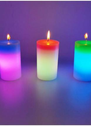 Восковая декоративная свеча mood magic с настоящим пламенем и led подсветкой3 фото