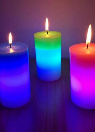 Восковая декоративная свеча mood magic с настоящим пламенем и led подсветкой