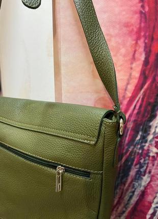 Жіноча шкіряна сумка vera pelle s0728 темно-зелений4 фото