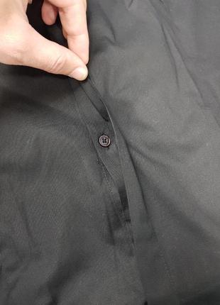 Мужская рубашка в больших размерах батал приталенная турция чёрная монотонная4 фото