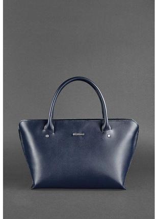 Женская кожаная сумка midi темно-синяя2 фото