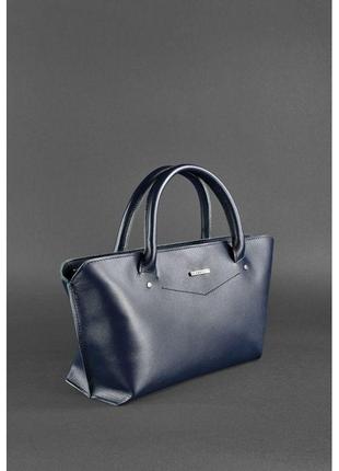 Женская кожаная сумка midi темно-синяя3 фото