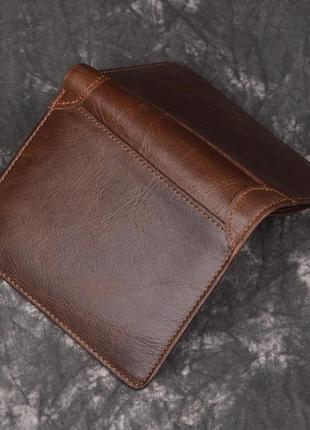 Классический мужской кожаный кошелек черный, небольшой мужской клатч портмоне из натуральной кожи коричневый10 фото