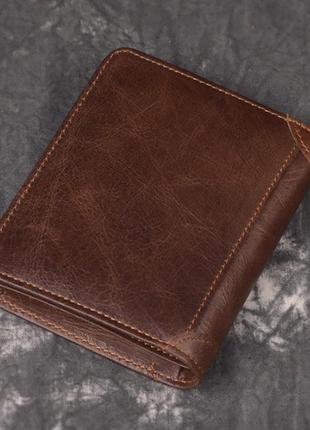 Классический мужской кожаный кошелек черный, небольшой мужской клатч портмоне из натуральной кожи коричневый7 фото