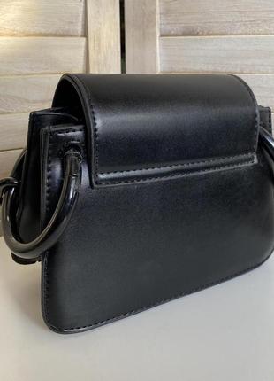 Стильна жіноча міні сумочка клатч з ланцюжком модна і оригінальна сумка через плече ланцюг чорний5 фото