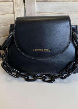 Стильная женская мини сумочка клатч с цепочкой модная и оригинальная сумка через плечо цепь черный7 фото