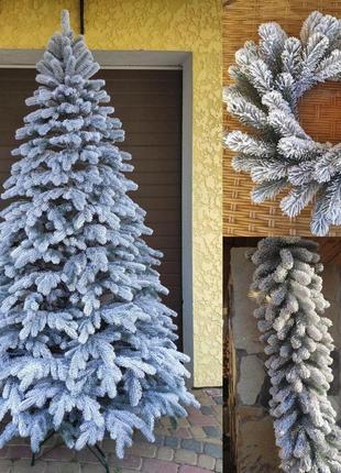 Элитная заснеженная 2.5м литая елка искусственная ель со снегом9 фото