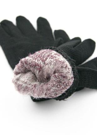 Двойные вязаные мужские перчатки зимние шерстяные (арт. 23-3-16) черный