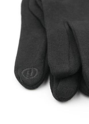 Мужские трикотажные перчатки с искусственным мехом и сенсорными пальцами (арт. 23-1-4) черный м2 фото