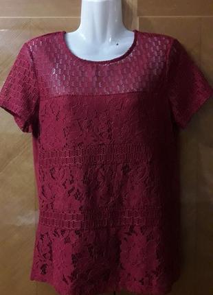 Новая  кружевная  брендовая блуза  трикотаж р.14 от dorothy  perkins кружево