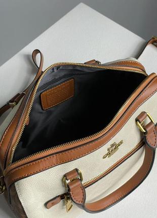 Женская кожаная сумка 👜 coach rowan satchel in signature canvas3 фото