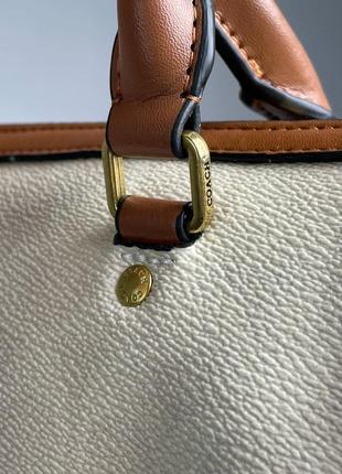 Женская кожаная сумка 👜 coach rowan satchel in signature canvas6 фото