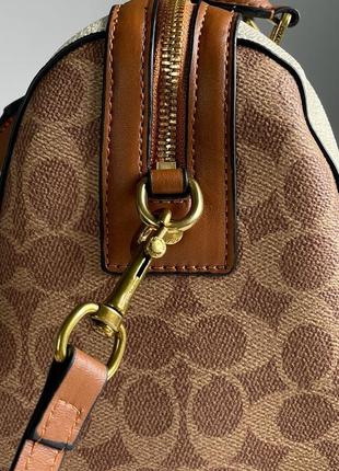 Женская кожаная сумка 👜 coach rowan satchel in signature canvas2 фото