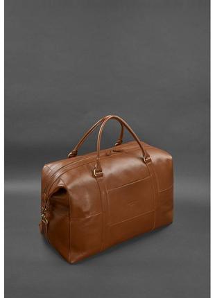 Шкіряна дорожня сумка світло-коричнева краст1 фото