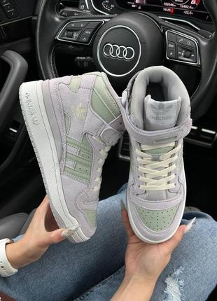 Кроссовки adidas forum 84 mid grey suede olive