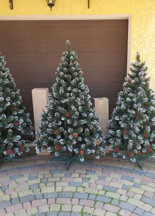 Кармен 1.8м с шишками и калиной елка искусственная новогодняя ель праздничная10 фото
