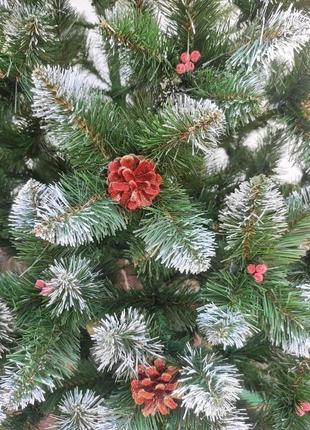 Кармен 1.8м с шишками и калиной елка искусственная новогодняя ель праздничная9 фото