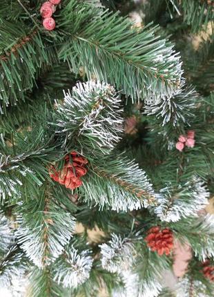 Кармен 1.8м с шишками и калиной елка искусственная новогодняя ель праздничная5 фото