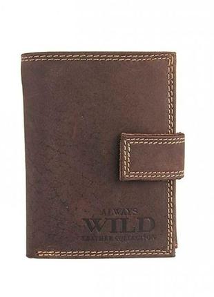 Чоловічий шкіряний гаманець wild n104l-mh коричневий