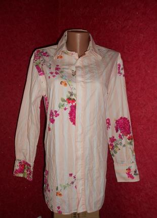 Рубашка в цветы 100% котон  - пог 55 см - 50-52 р