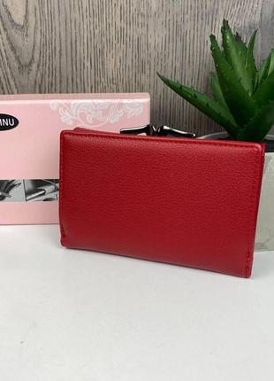 Женский качественный кошелек мини клатч pulinu экокожа в коробке красный3 фото