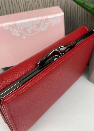 Женский качественный кошелек мини клатч pulinu экокожа в коробке красный6 фото