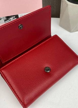 Женский качественный кошелек мини клатч pulinu экокожа в коробке красный7 фото