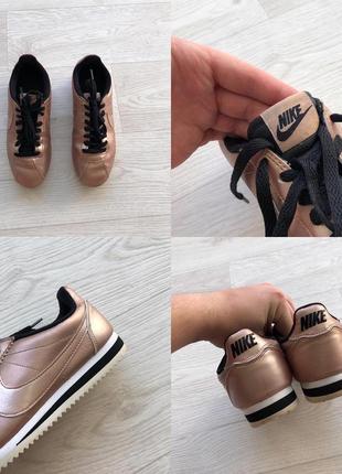 Шикарные кроссовки nike wmns classic cortez leather sneakers metallic bronze6 фото