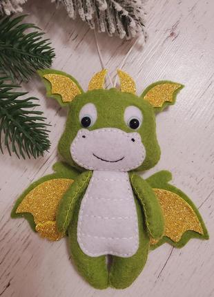 Новорічна іграшка дракон дракончик з фетру символ 2024 року