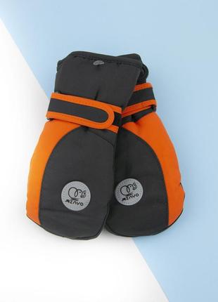 Варежки болоневые на 2 - 3 - 4 года лыжные для мальчиков на липучке (арт. 23-12-71) оранжевый