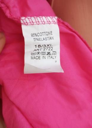 Яркая натуральная женская рубашка батал большой размер plus size розовая5 фото