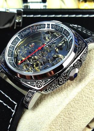 Мужские механические наручные часы скелетоны с автоподзаводом skmei 9271 bk4 фото