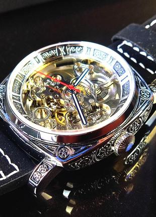 Мужские механические наручные часы скелетоны с автоподзаводом skmei 9271 bk5 фото