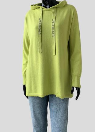 В'язаний кашеміровий худі светр із капюшоном зartoon оверсайз вільного крою кашемір вовна бавовна