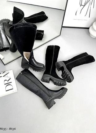 Стильні демісезонні та зимові  чоботи на підвищеній підошві з підбором