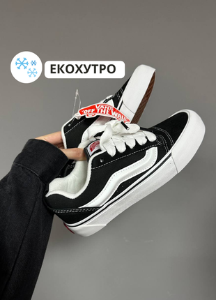 Кожаные зимние кеды ванс, vans old skool. цвет черный с белым.1 фото