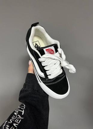 Шкіряні зимові кеди ванс, vans old skool. колір чорний з білим.4 фото