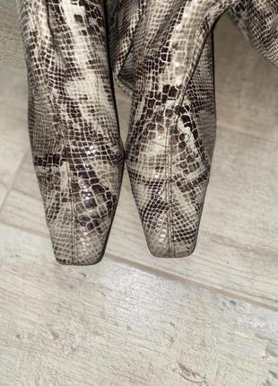 Сапоги носки,бежевые сапоги,змеиный принт,квадратный носок3 фото