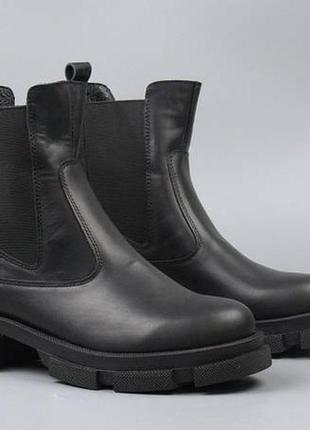 Кожаные черные челси зимняя женская обувь shoes new chelsea black