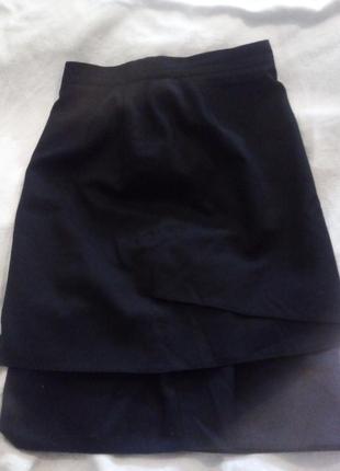 Шерстяная черная юбка интересный крой2 фото
