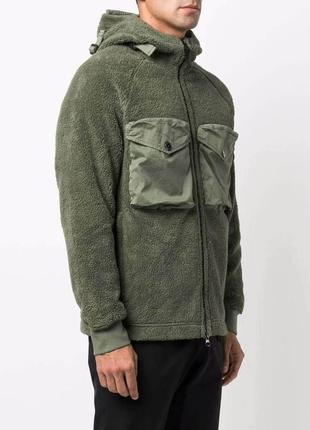Stone island hooded fleece jacket green2 фото