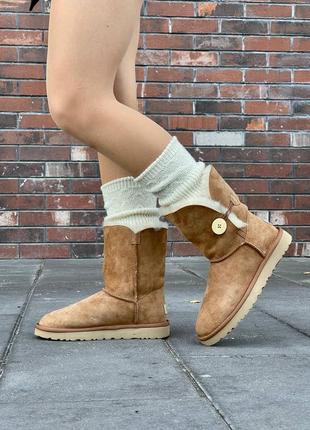 Женские угги бежевые ugg short baileyдка chestnut